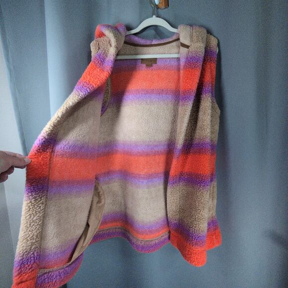 Koolaburra Ugg Hooded Vest Womens L Multicolor Soft Fleece Open Front Cozy - Picture 4 of 8